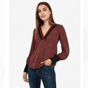 Express Color Block Leopard Print Blouse